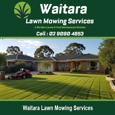 Professional lawn mowing services for residential properties in Waitara NSW showing freshly cut striped grass