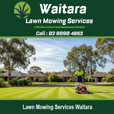 Professional lawn care service operating commercial mower on expansive property at Waitara Sydney